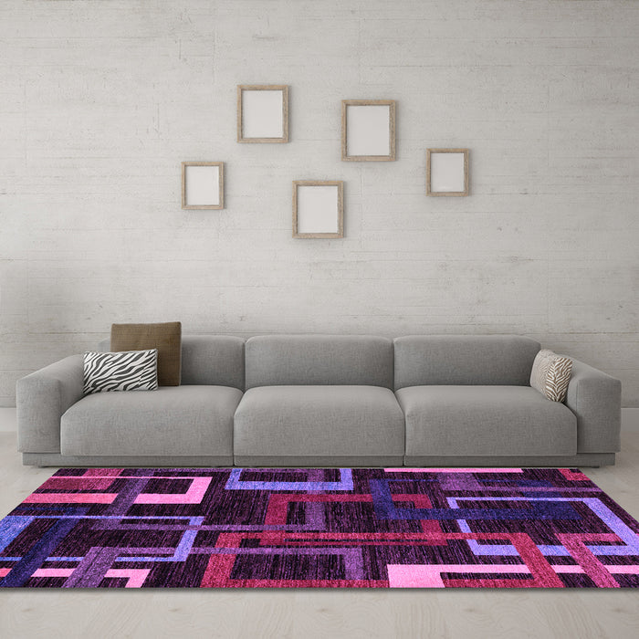 Machine Washable Oriental Purple Modern Area Rugs in a Living Room, wshabs1829pur