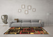 Machine Washable Oriental Brown Modern Rug in a Living Room,, wshabs1829brn