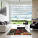 Square Machine Washable Abstract Red Rug in a Living Room, wshabs1829