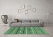 Machine Washable Abstract Turquoise Modern Area Rugs in a Living Room,, wshabs182turq