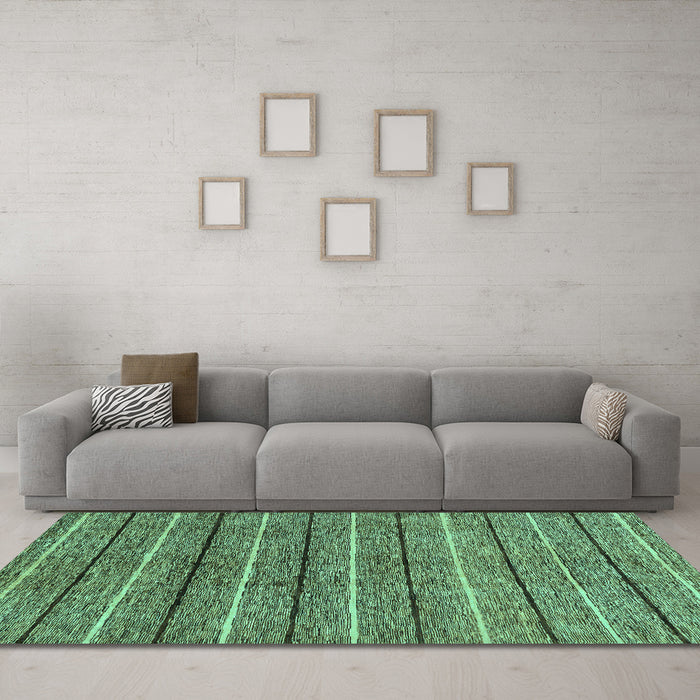Machine Washable Abstract Turquoise Modern Area Rugs in a Living Room,, wshabs182turq