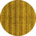 Round Abstract Yellow Modern Rug, abs182yw