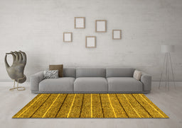 Machine Washable Abstract Yellow Modern Rug in a Living Room, wshabs182yw