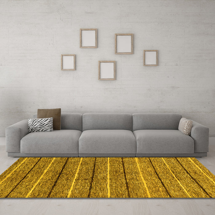 Machine Washable Abstract Yellow Modern Rug in a Living Room, wshabs182yw