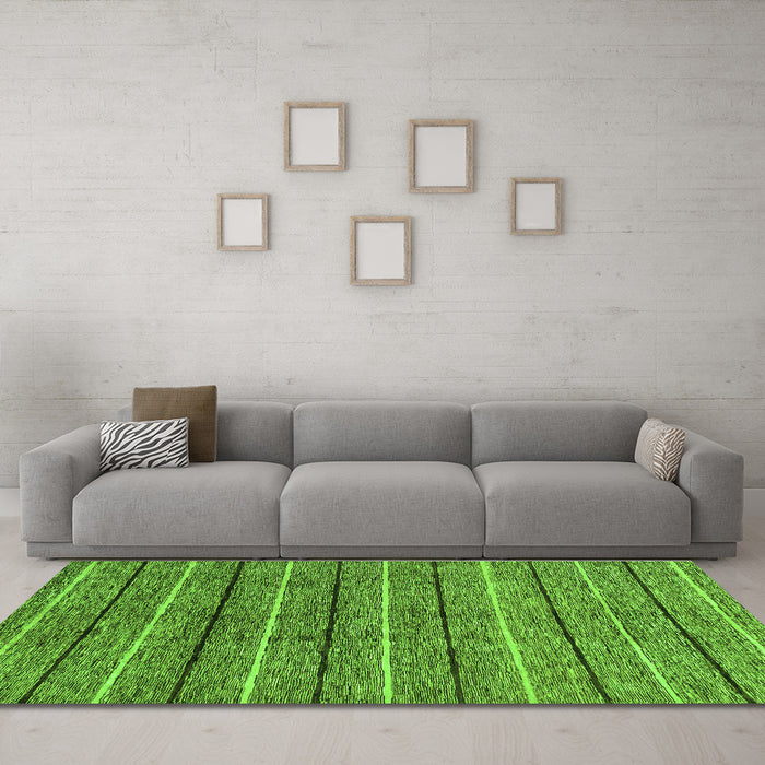 Machine Washable Abstract Green Modern Area Rugs in a Living Room,, wshabs182grn