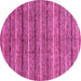 Round Machine Washable Abstract Pink Modern Rug, wshabs182pnk