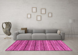Machine Washable Abstract Pink Modern Rug in a Living Room, wshabs182pnk