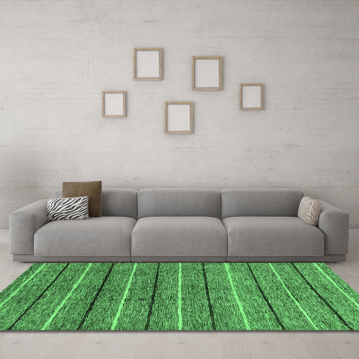 Machine Washable Abstract Emerald Green Modern Area Rugs in a Living Room,, wshabs182emgrn