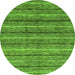 Round Machine Washable Abstract Green Modern Area Rugs, wshabs182grn