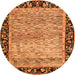 Round Machine Washable Oriental Orange Modern Area Rugs, wshabs1830org