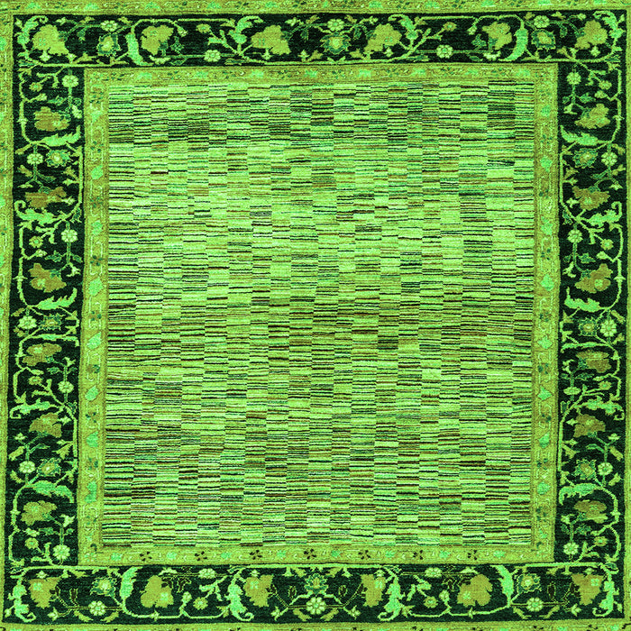 Square Machine Washable Oriental Green Modern Area Rugs, wshabs1830grn