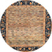 Round Machine Washable Abstract Sandy Brown Rug, wshabs1830