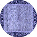 Round Machine Washable Oriental Blue Modern Rug, wshabs1830blu