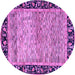 Round Machine Washable Oriental Purple Modern Area Rugs, wshabs1830pur