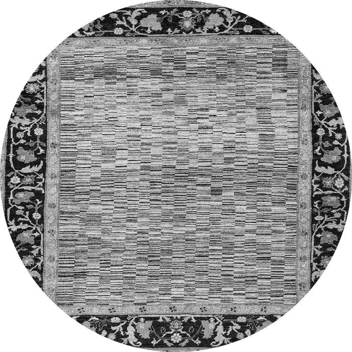 Round Machine Washable Oriental Gray Modern Rug, wshabs1830gry