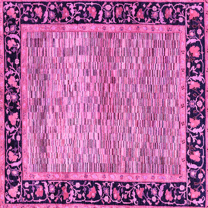 Square Machine Washable Oriental Pink Modern Rug, wshabs1830pnk