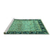 Sideview of Machine Washable Oriental Turquoise Modern Area Rugs, wshabs1830turq