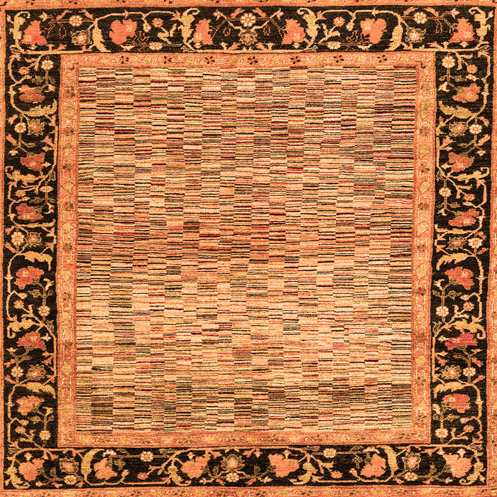 Square Machine Washable Oriental Orange Modern Area Rugs, wshabs1830org
