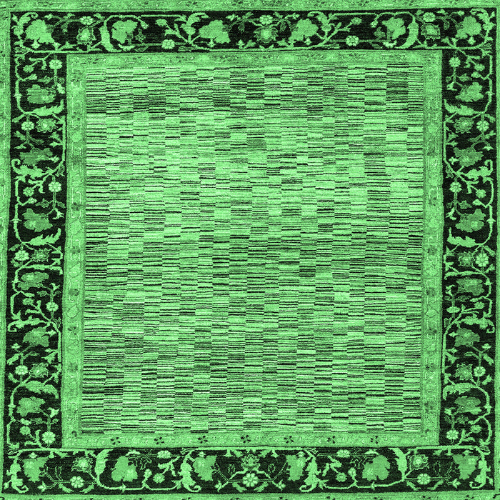 Square Machine Washable Oriental Emerald Green Modern Area Rugs, wshabs1830emgrn