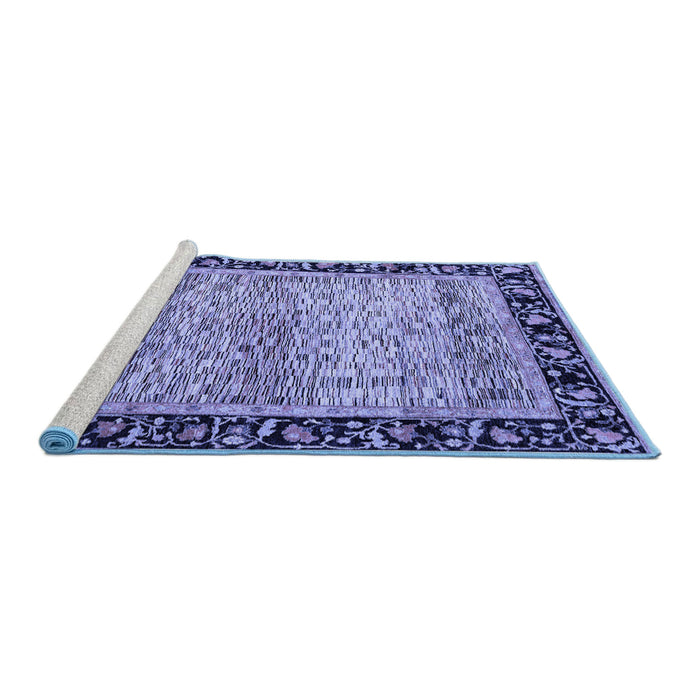 Sideview of Machine Washable Oriental Blue Modern Rug, wshabs1830blu