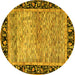 Round Machine Washable Oriental Yellow Modern Rug, wshabs1830yw