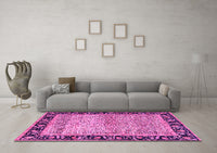 Machine Washable Oriental Pink Modern Rug, wshabs1830pnk