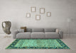 Machine Washable Oriental Turquoise Modern Area Rugs in a Living Room,, wshabs1830turq