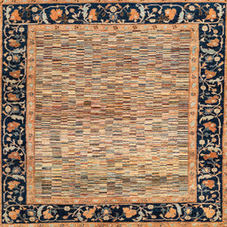 Square Abstract Sandy Brown Oriental Rug, abs1830