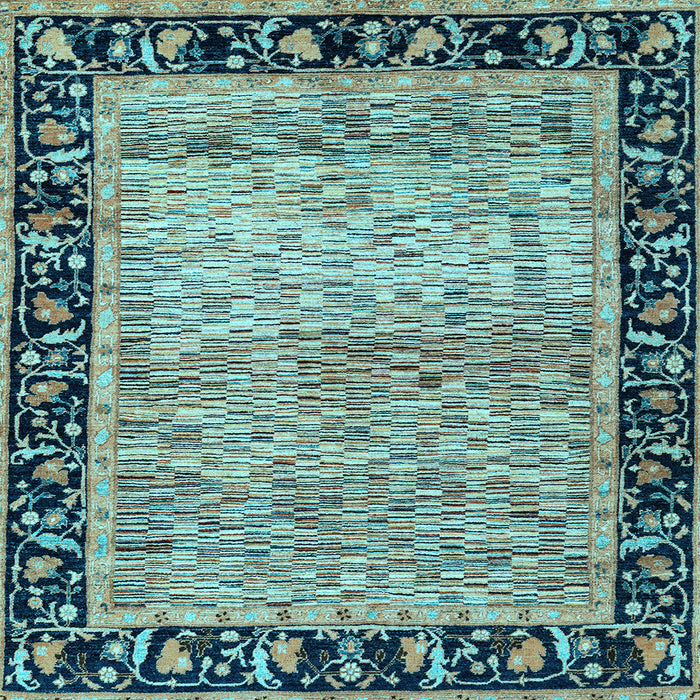Square Machine Washable Oriental Light Blue Modern Rug, wshabs1830lblu