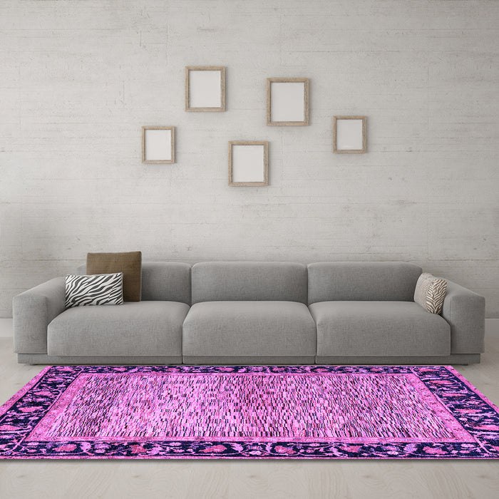 Machine Washable Oriental Purple Modern Area Rugs in a Living Room, wshabs1830pur