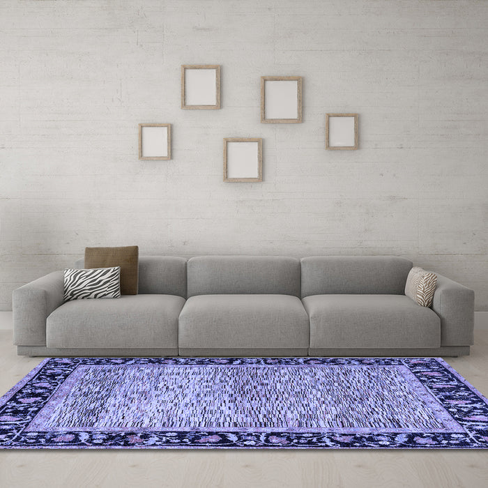 Machine Washable Oriental Blue Modern Rug in a Living Room, wshabs1830blu