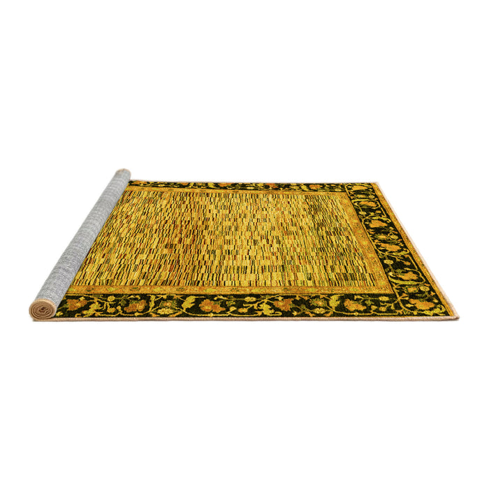 Sideview of Machine Washable Oriental Yellow Modern Rug, wshabs1830yw