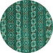 Round Oriental Turquoise Modern Rug, abs1831turq