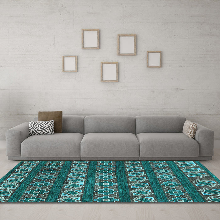 Machine Washable Oriental Light Blue Modern Rug in a Living Room, wshabs1831lblu