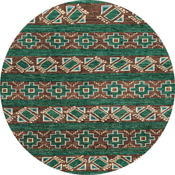 Round Machine Washable Abstract Bakers Brown Rug, wshabs1831