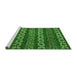 Sideview of Machine Washable Oriental Green Modern Area Rugs, wshabs1831grn