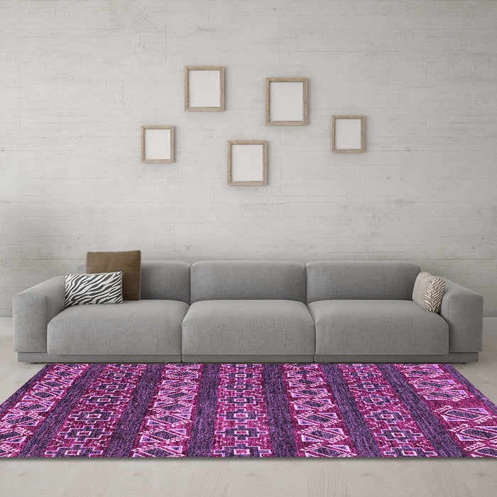 Machine Washable Oriental Pink Modern Rug in a Living Room, wshabs1831pnk