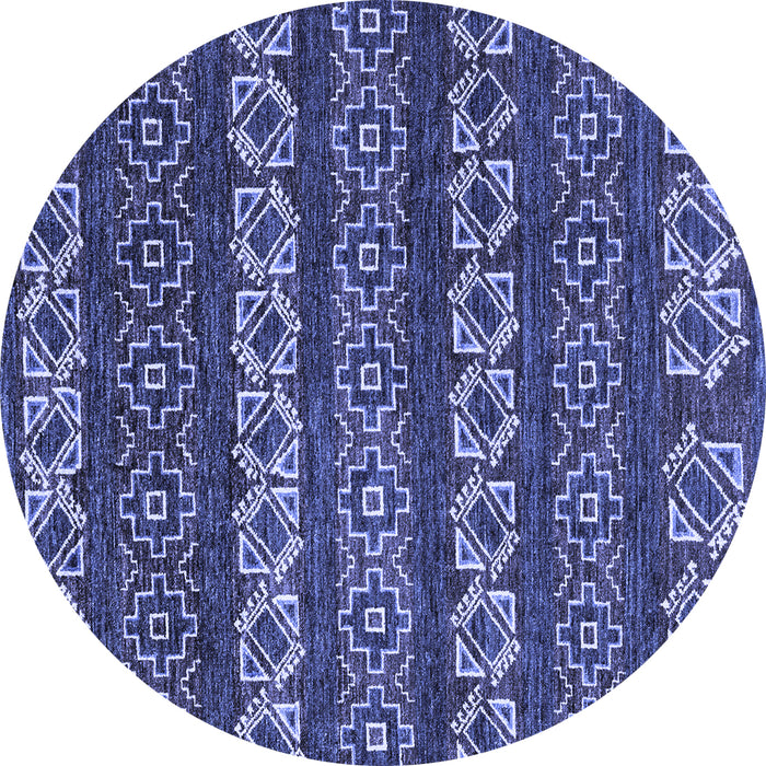 Round Machine Washable Oriental Blue Modern Rug, wshabs1831blu