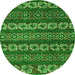 Round Machine Washable Oriental Green Modern Area Rugs, wshabs1831grn