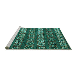 Sideview of Machine Washable Oriental Turquoise Modern Area Rugs, wshabs1831turq