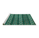 Sideview of Machine Washable Oriental Turquoise Modern Area Rugs, wshabs1831turq