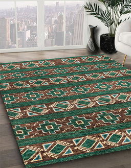 Machine Washable Abstract Bakers Brown Rug in a Family Room, wshabs1831