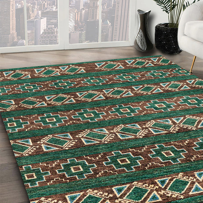 Machine Washable Abstract Bakers Brown Rug in a Family Room, wshabs1831