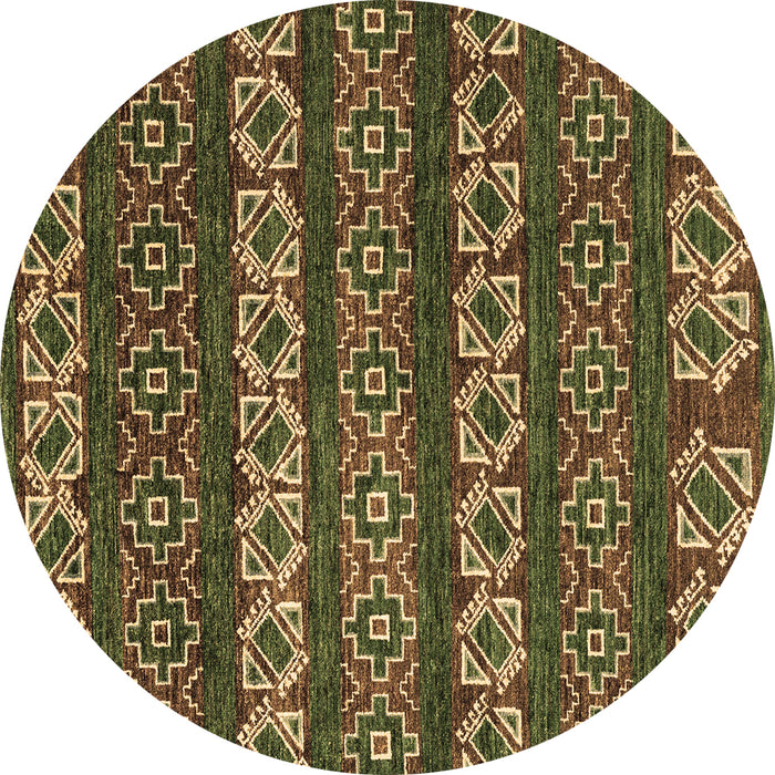 Round Machine Washable Oriental Brown Modern Rug, wshabs1831brn