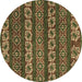 Round Machine Washable Oriental Brown Modern Rug, wshabs1831brn