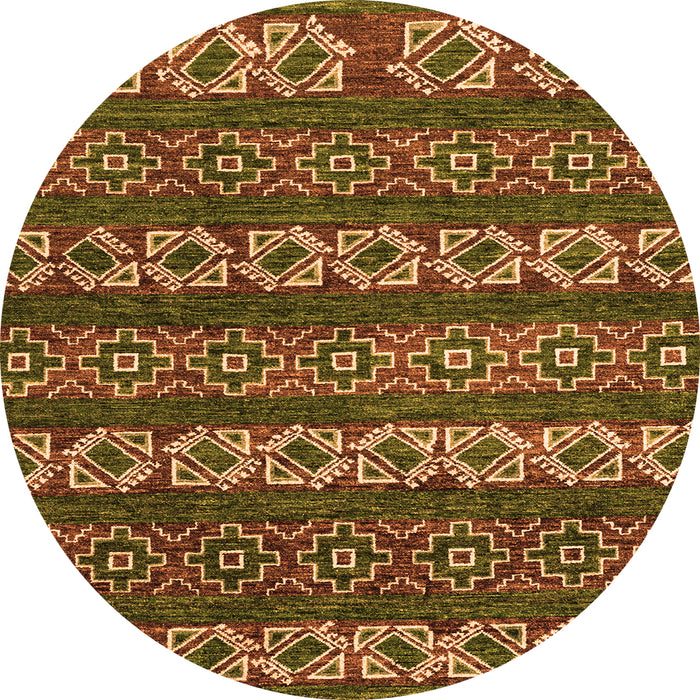 Round Machine Washable Oriental Orange Modern Area Rugs, wshabs1831org