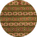 Round Machine Washable Oriental Orange Modern Area Rugs, wshabs1831org