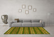 Machine Washable Oriental Yellow Modern Rug in a Living Room, wshabs1831yw