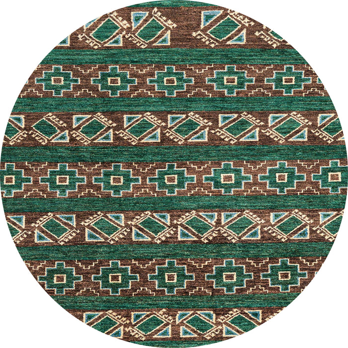 Round Abstract Bakers Brown Oriental Rug, abs1831