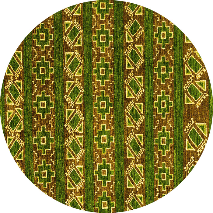 Round Machine Washable Oriental Yellow Modern Rug, wshabs1831yw